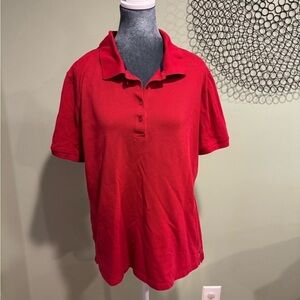 Tsla Red Short Sleeve Polo Button Shirt
